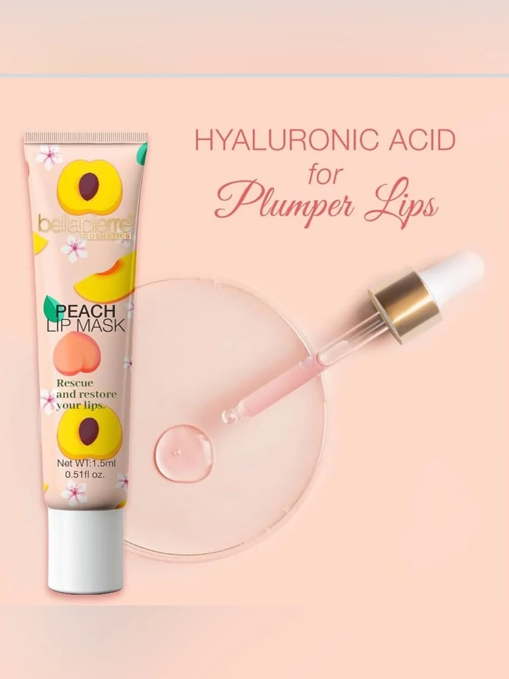 bellapierre Cosmetics Peach Lip Mask | Lip Plumping Mask, New Sealed